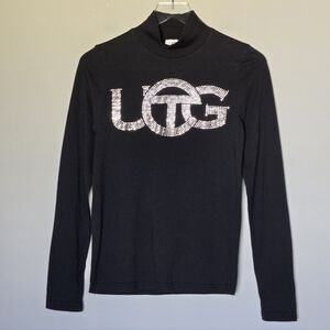 UGG X Telfar Logo Black Long Sleeve Mockneck Turtleneck Top Size S